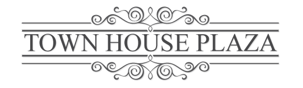 The image displays the words "Town House Plaza" in an ornate font.